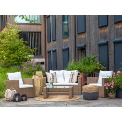 Zestaw ogrodowy ze stolikiem dla 4 osób LUCA Technorattan Jasnobrązowy