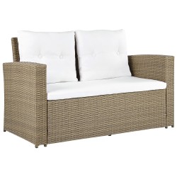 Zestaw ogrodowy ze stolikiem dla 4 osób LUCA Technorattan Jasnobrązowy