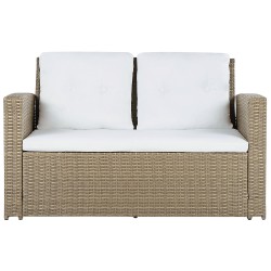 Zestaw ogrodowy ze stolikiem dla 4 osób LUCA Technorattan Jasnobrązowy