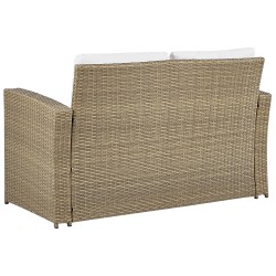 Zestaw ogrodowy ze stolikiem dla 4 osób LUCA Technorattan Jasnobrązowy