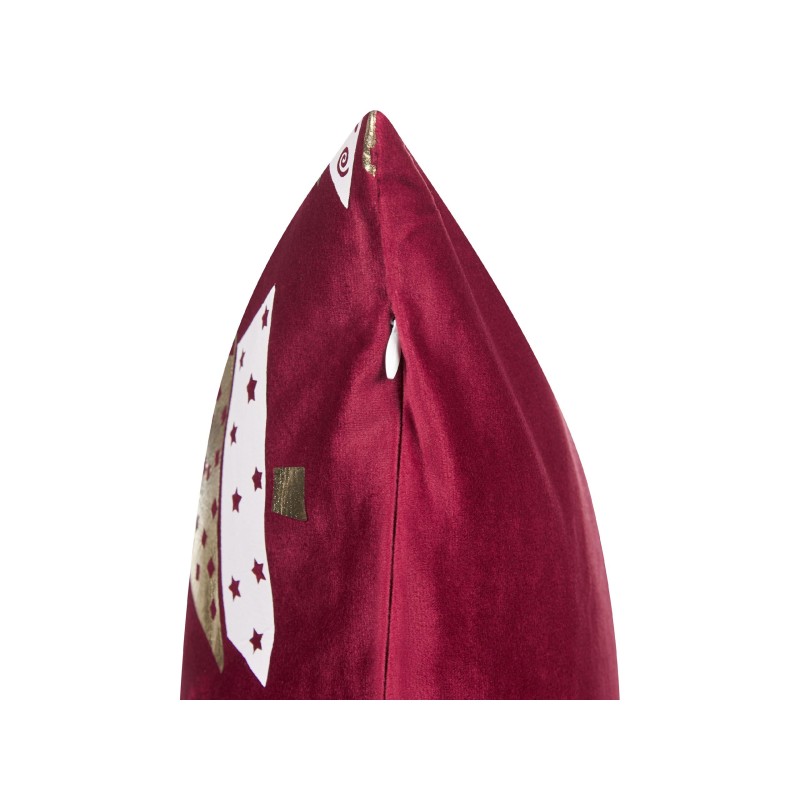 Zestaw 2 poduszek dekoracyjnych GOLDSPRUCE Welur 45 x 45 cm Czerwony Wzór świąteczny