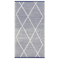 Dywan bawełniany 80 x 150 cm biały z niebieskim SYNOPA