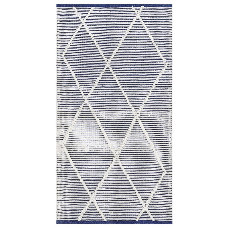 Dywan bawełniany 80 x 150 cm biały z niebieskim SYNOPA