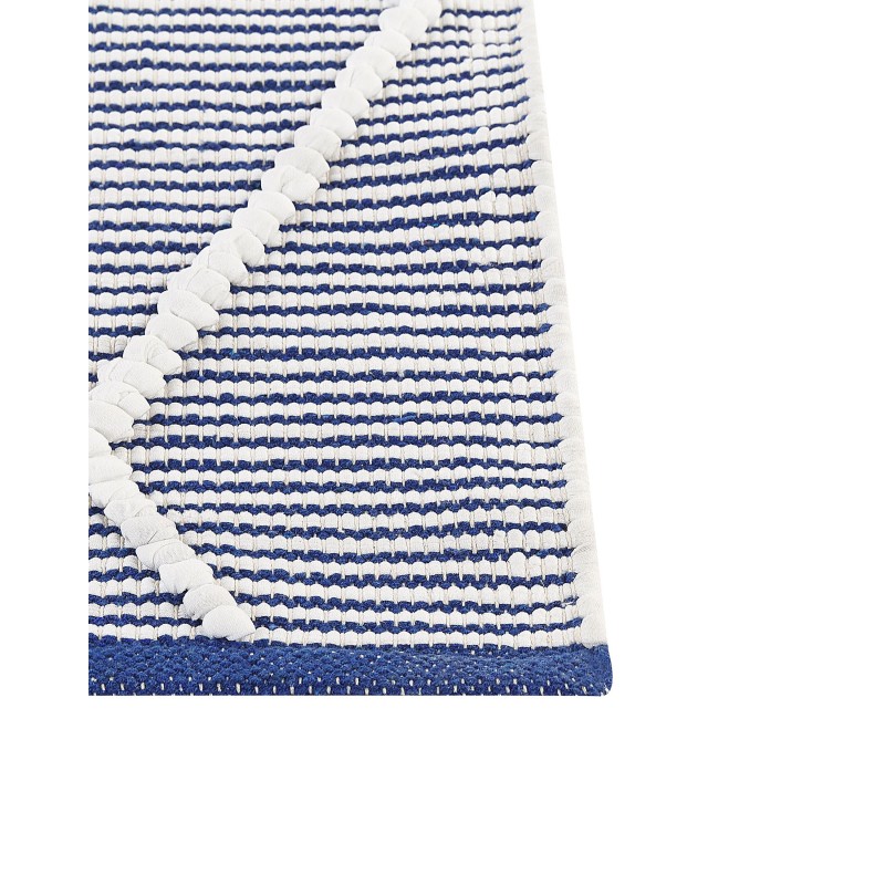 Dywan bawełniany 80 x 150 cm biały z niebieskim SYNOPA