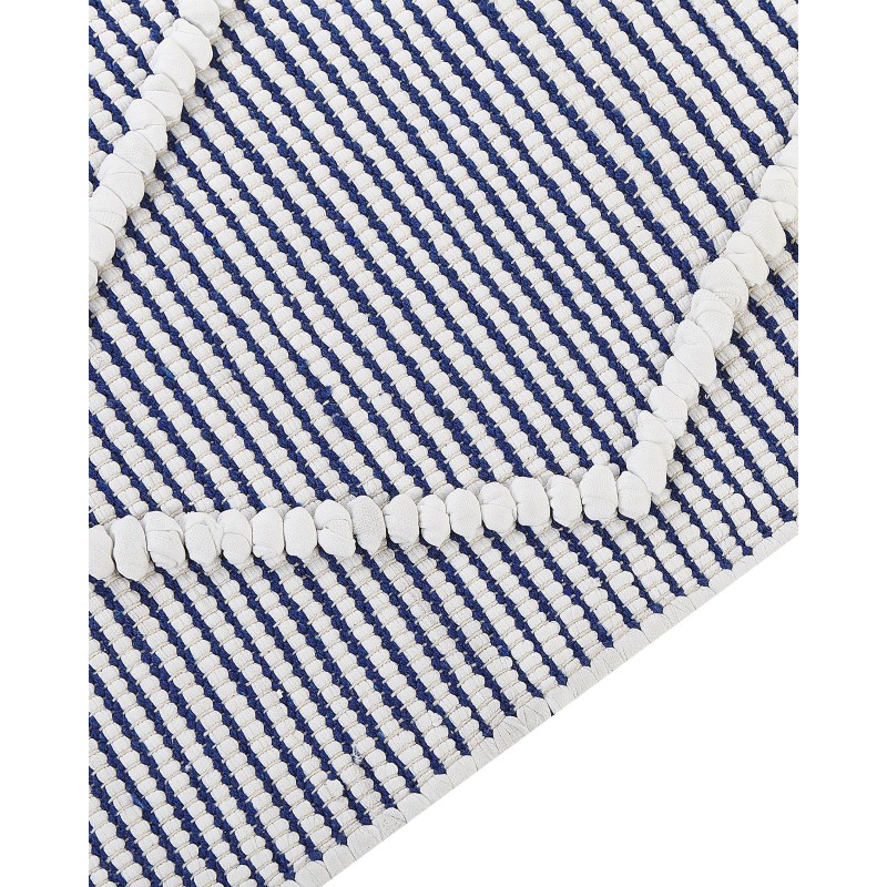 Dywan bawełniany 80 x 150 cm biały z niebieskim SYNOPA