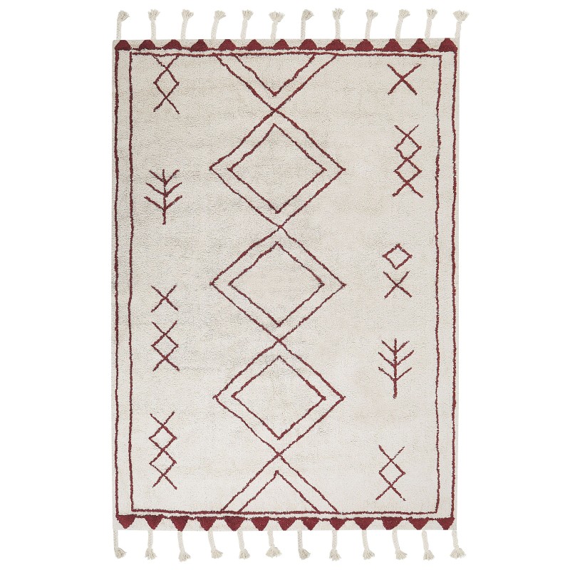 Dywan bawełniany 160 x 230 cm biało-czerwony KENITRA