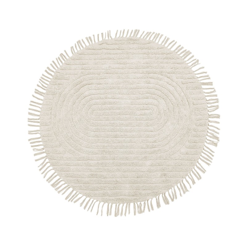 Dywan okrągły bawełniany ø 140 cm beżowy HALFETI