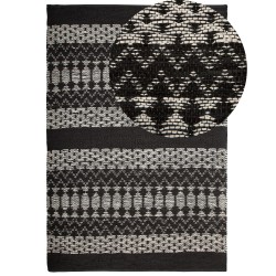 Dywan skórzany 140 x 200 cm czarny z beżowym SOKUN