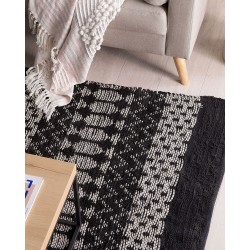 Dywan skórzany 140 x 200 cm czarny z beżowym SOKUN