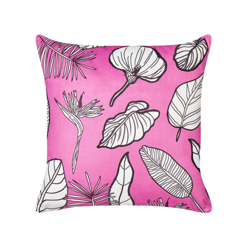 Zestaw 2 poduszek dekoracyjnych MALVA Welur 45 x 45 cm Różowy Wzór kwiatowy