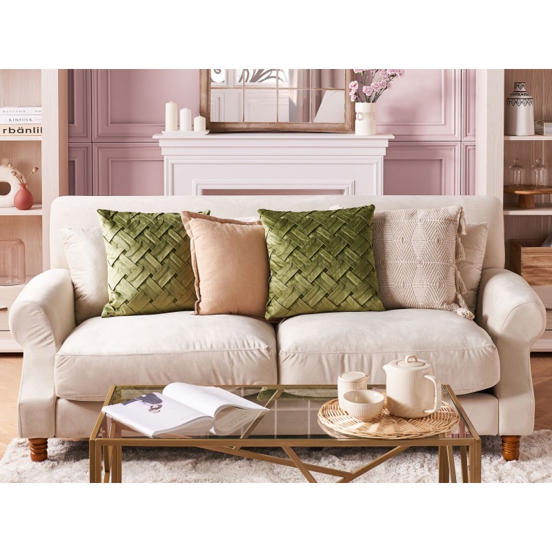 Zestaw 2 poduszek dekoracyjnych NARCISSUS Welur 43 x 43 cm Zielony Wzór geometryczny