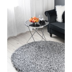 Dywan shaggy okrągły ⌀ 140 czarno-biały CIDE