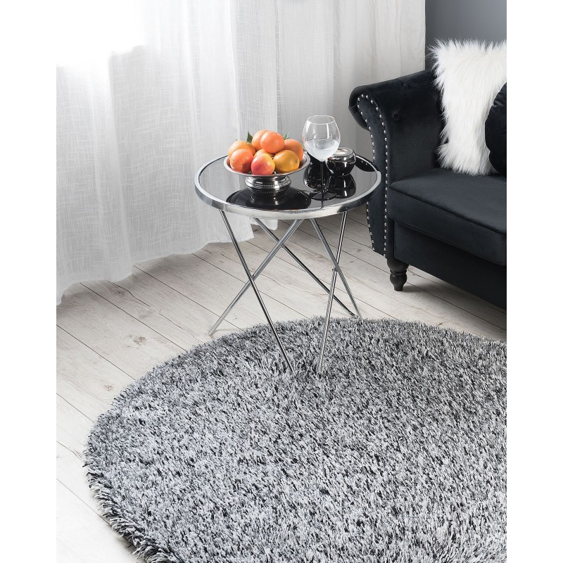 Dywan shaggy okrągły ⌀ 140 czarno-biały CIDE