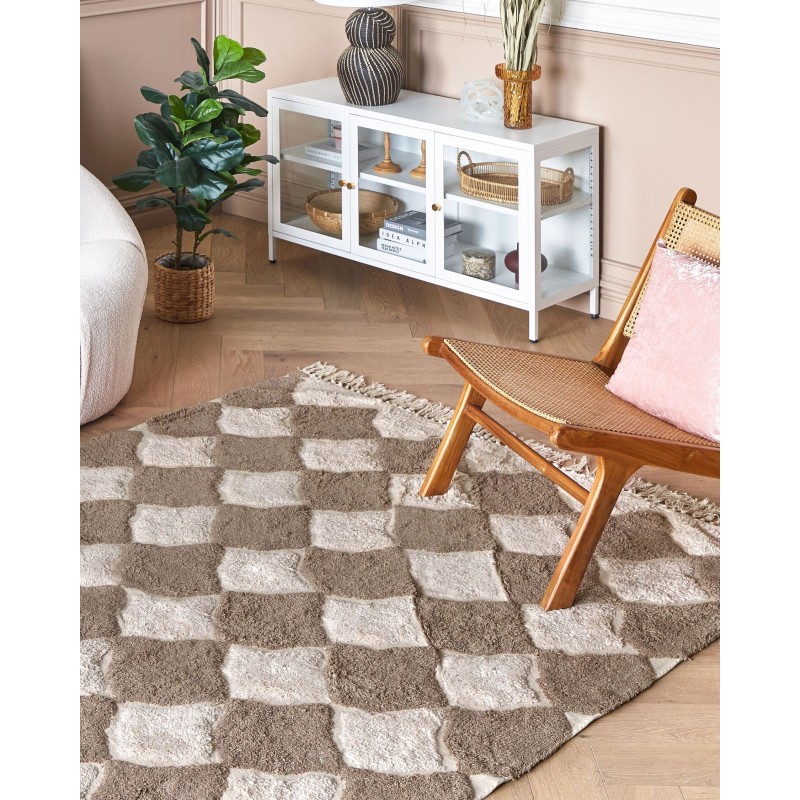 Dywan bawełniany 160 x 230 cm brązowy z beżowym SINOP