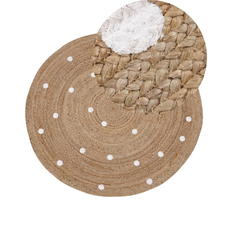 Dywan okrągły z juty ø 140 cm beżowy KHARRA