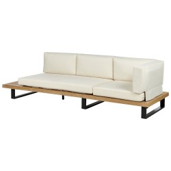 Narożnik ogrodowy ze stolikiem dla 5 osób MYKONOS Prawostronny Certyfikowane drewno akacjowe Złamana biel