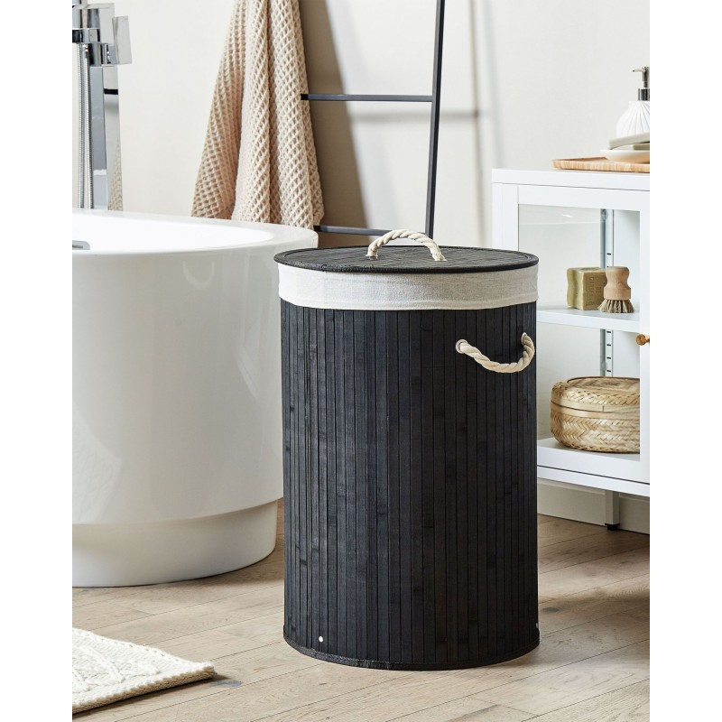 Kosz bambusowy z pokrywą Czarny SANNAR