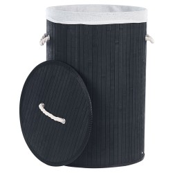 Kosz bambusowy z pokrywą Czarny SANNAR