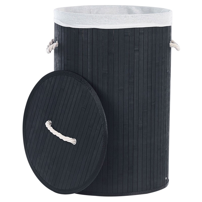 Kosz bambusowy z pokrywą Czarny SANNAR