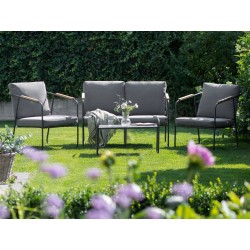 Zestaw ogrodowy ze stolikiem dla 4 osób VEZZANA Metal Szary