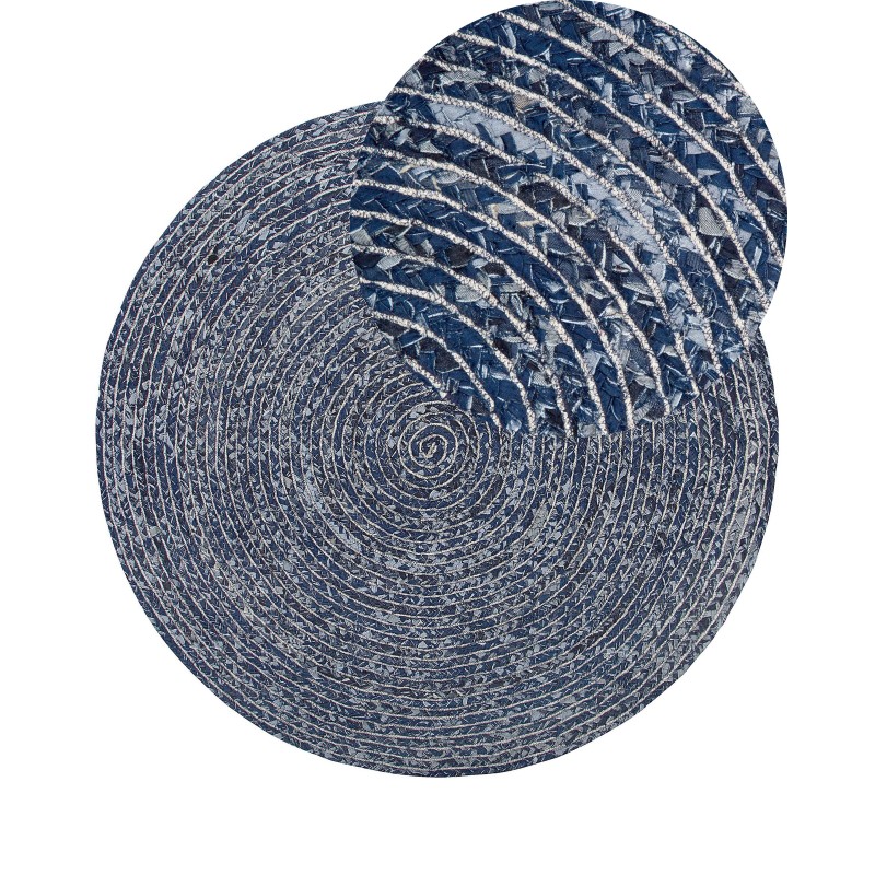 Dywan okrągły z dżinsu ⌀ 140 cm granatowy BULUCA