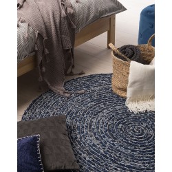Dywan okrągły z dżinsu ⌀ 140 cm granatowy BULUCA