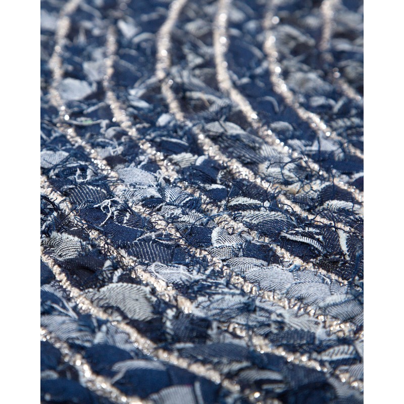 Dywan okrągły z dżinsu ⌀ 140 cm granatowy BULUCA