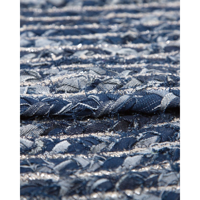 Dywan okrągły z dżinsu ⌀ 140 cm granatowy BULUCA