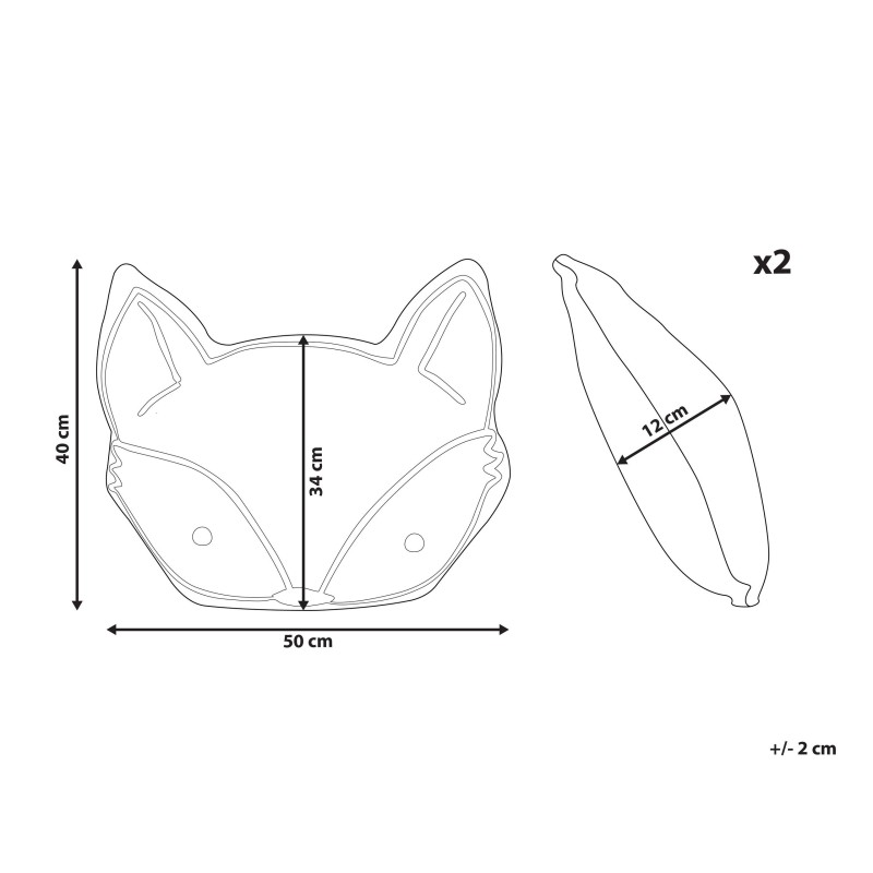 2 bawełniane poduszki dla dzieci lis 50 x 40 cm pomarańczowe VADODARA