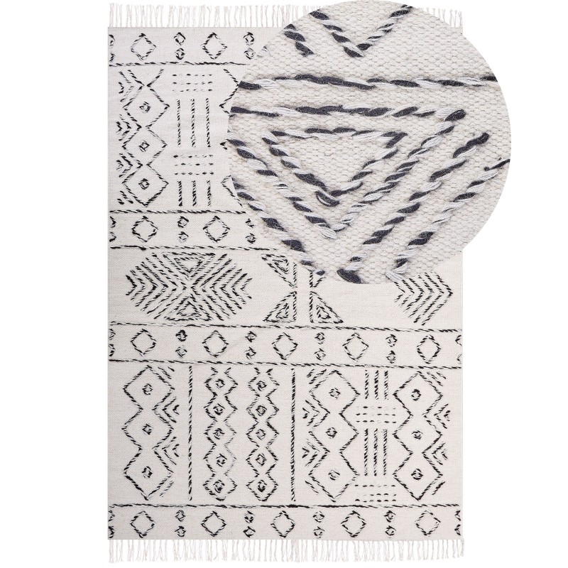 Dywan wełniany 160 x 230 cm biało-czarny ALKENT