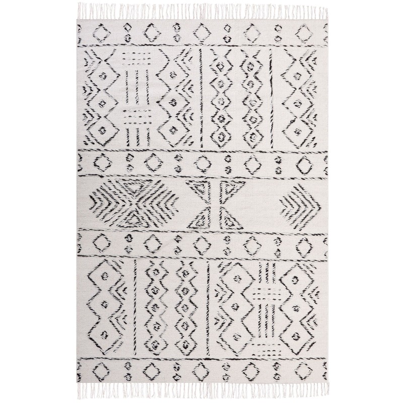 Dywan wełniany 160 x 230 cm biało-czarny ALKENT