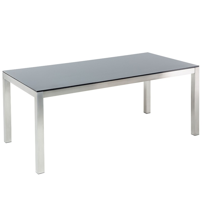 Stół ogrodowy GROSSETO 180 cm 90 cm Szkło hartowane Czarny