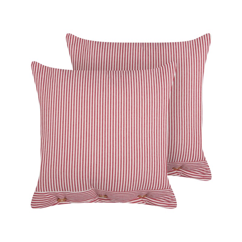 Zestaw 2 poduszek dekoracyjnych AALITA Bawełna 45 x 45 cm Czerwony W paski