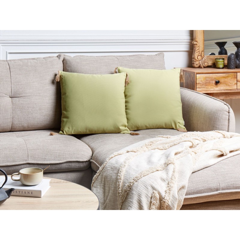 Zestaw 2 poduszek dekoracyjnych CHMISTAR 45 x 45 cm Zielony Jednolity
