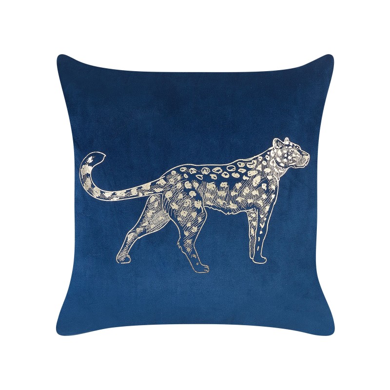Zestaw 2 poduszek dekoracyjnych MARULA Welur 45 x 45 cm Granatowy Wzór zwierzęcy