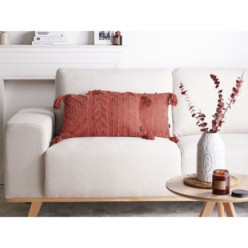 Zestaw 2 poduszek dekoracyjnych VALVARIA Bawełna 30 x 50 cm Czerwony Wzór zygzak