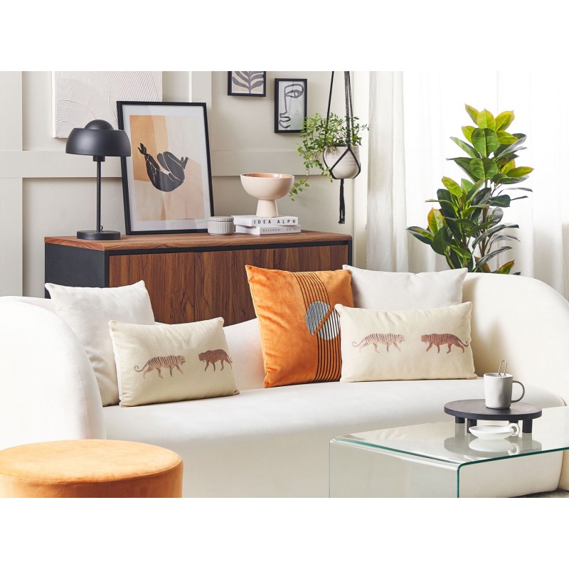 2 poduszki dekoracyjne z motywem tygrysa 30 x 50 cm beżowe NIEREMBERGIA