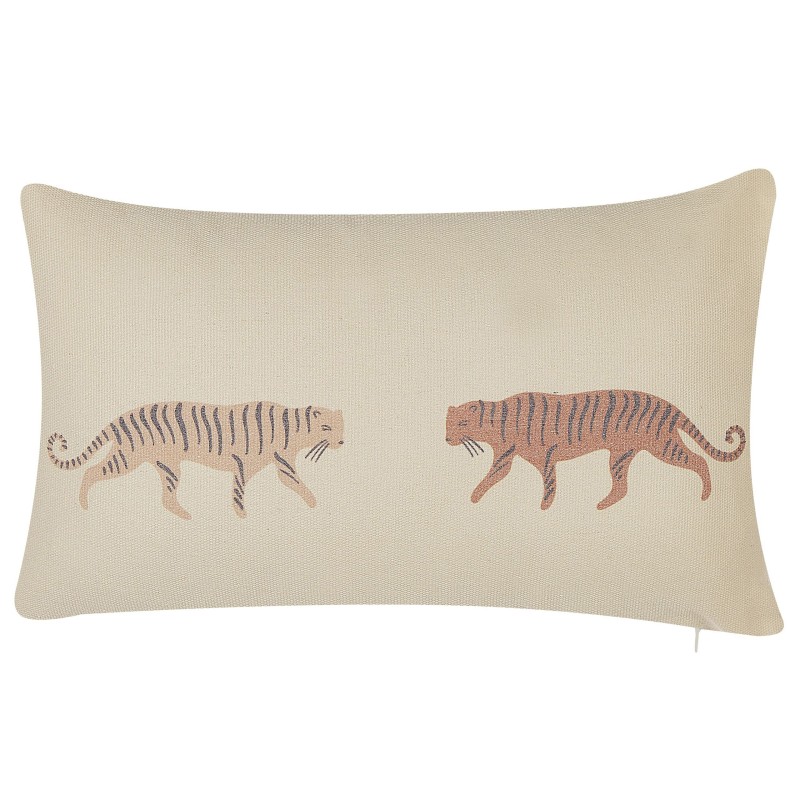 2 poduszki dekoracyjne z motywem tygrysa 30 x 50 cm beżowe NIEREMBERGIA