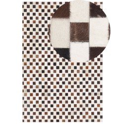 Dywan patchwork skórzany 160 x 230 cm beżowo-brązowy KAYABEY