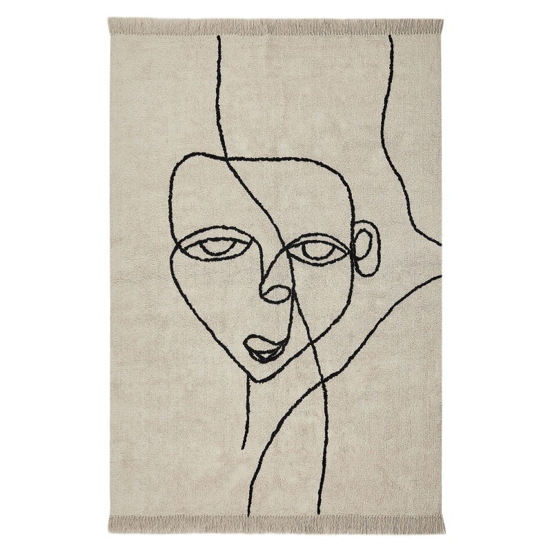 Dywan bawełniany 140 x 200 cm beżowo-czarny NURU