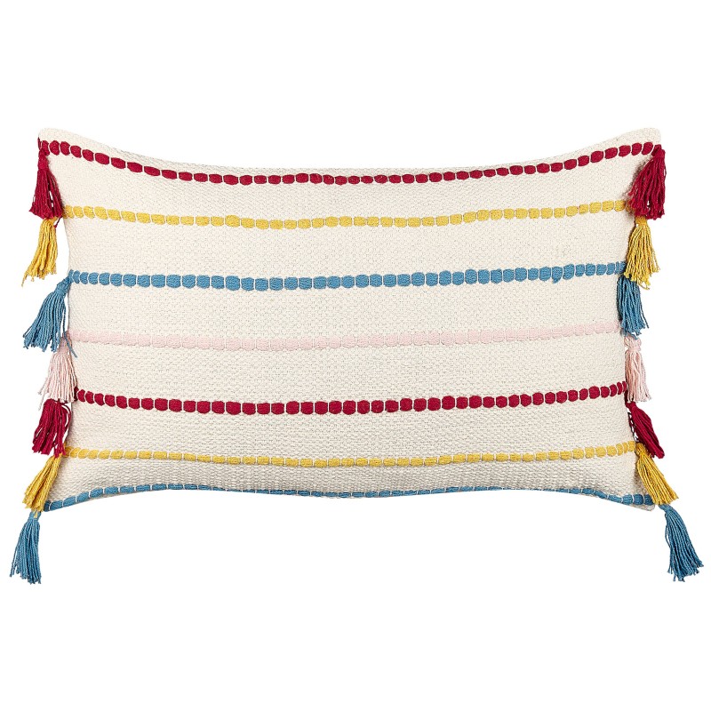 Zestaw 2 poduszek dekoracyjnych AGAVE Bawełna 40 x 60 cm Jasnobeżowy W paski