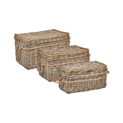 Zestaw 3 koszy GERASA Rattan Naturalny