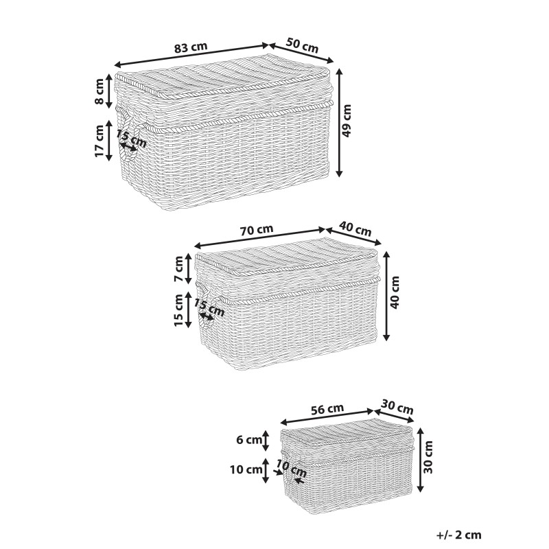 Zestaw 3 koszy GERASA Rattan Naturalny
