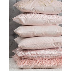 Zestaw 2 poduszek dekoracyjnych HOSTA Welur 45 x 45 cm Różowy Jednolity