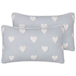 2 bawełniane poduszki dekoracyjne w serca 30 x 50 cm szare GAZANIA