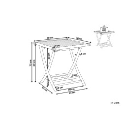 Stolik ogrodowy bambusowy 70 x 70 cm jasne drewno MOLISE