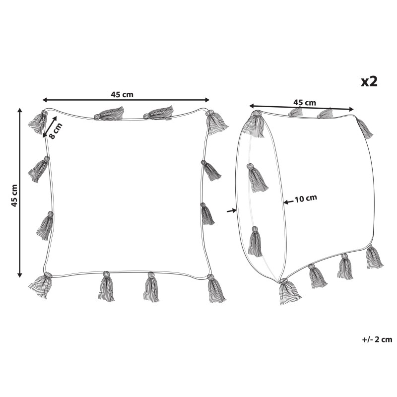 Zestaw 2 poduszek dekoracyjnych TORENIA Bawełna 45 x 45 cm Różowy Wzór geometryczny