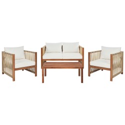 Zestaw ogrodowy ze stolikiem dla 4 osób ANTRIA Drewno akacjowe Beżowy