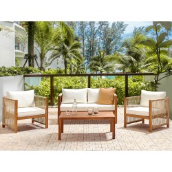 Zestaw ogrodowy ze stolikiem dla 4 osób ANTRIA Drewno akacjowe Beżowy