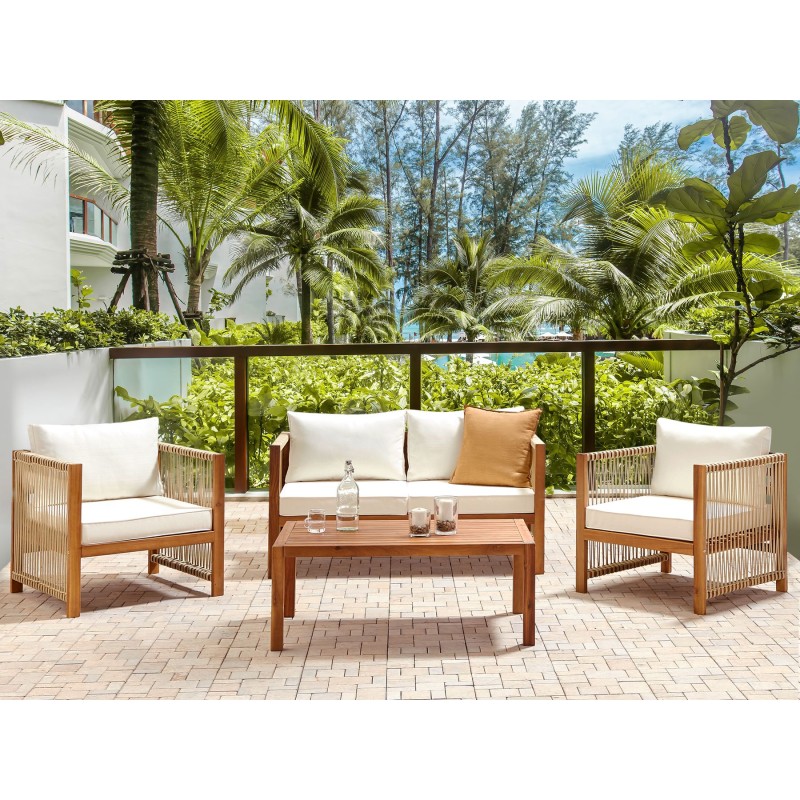 Zestaw ogrodowy ze stolikiem dla 4 osób ANTRIA Drewno akacjowe Beżowy